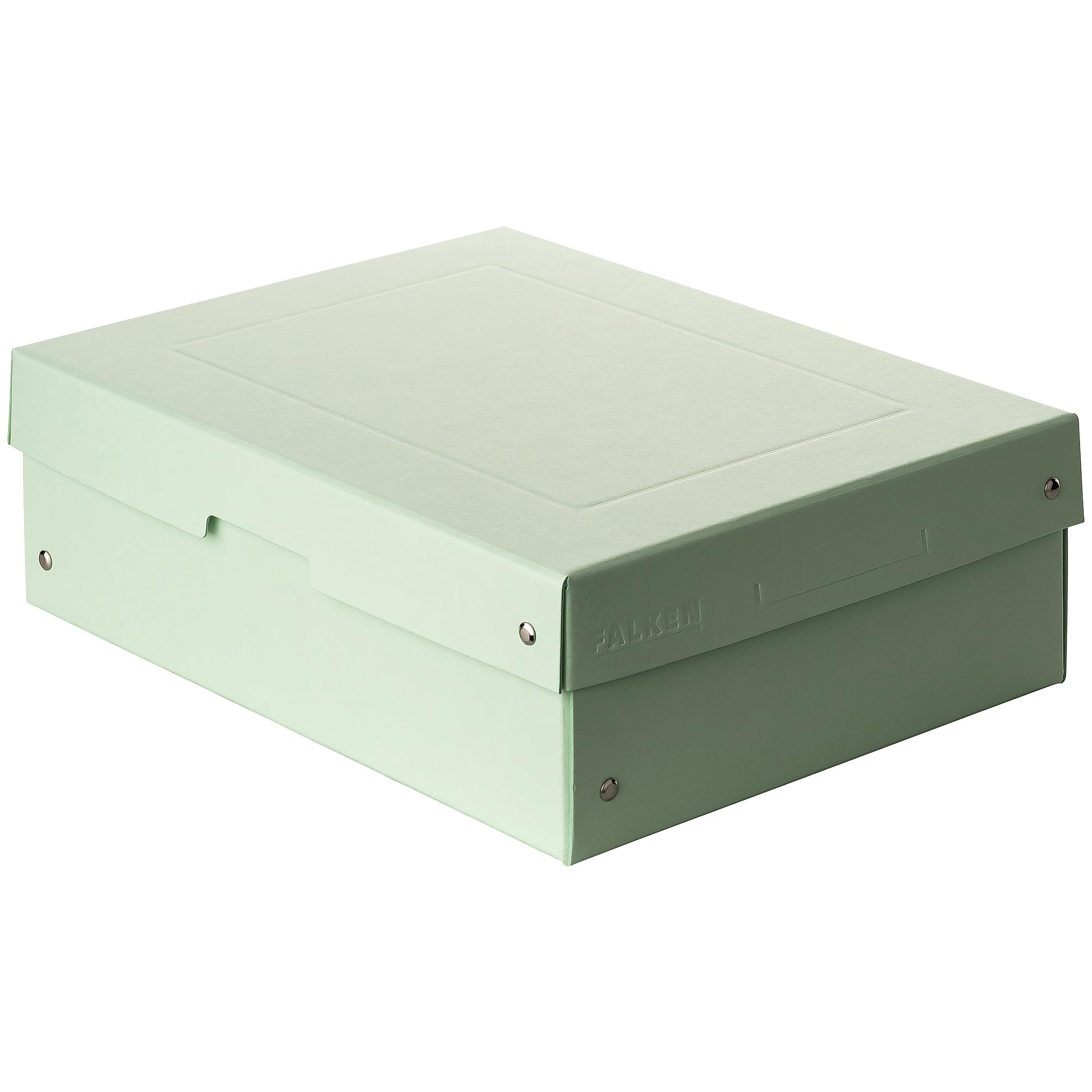 Falken Original PureBox Pastel Made in Germany 100 mm High DIN A4 Green Storage Box with Lid - Sturdy Cardboard Vegan Gift & Transport All-Purpose Box
