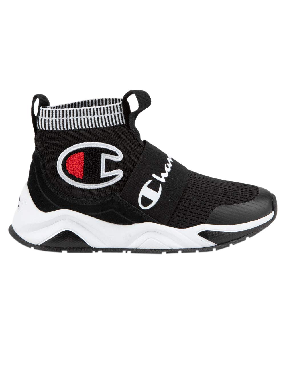 champion men's rally pro big c knit sock top sneaker