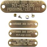 Brass 3/4" Personalized Name Tag for Dog Collars with 1/4" Rivets | Customizable, Raised Embossed Lettering Detail