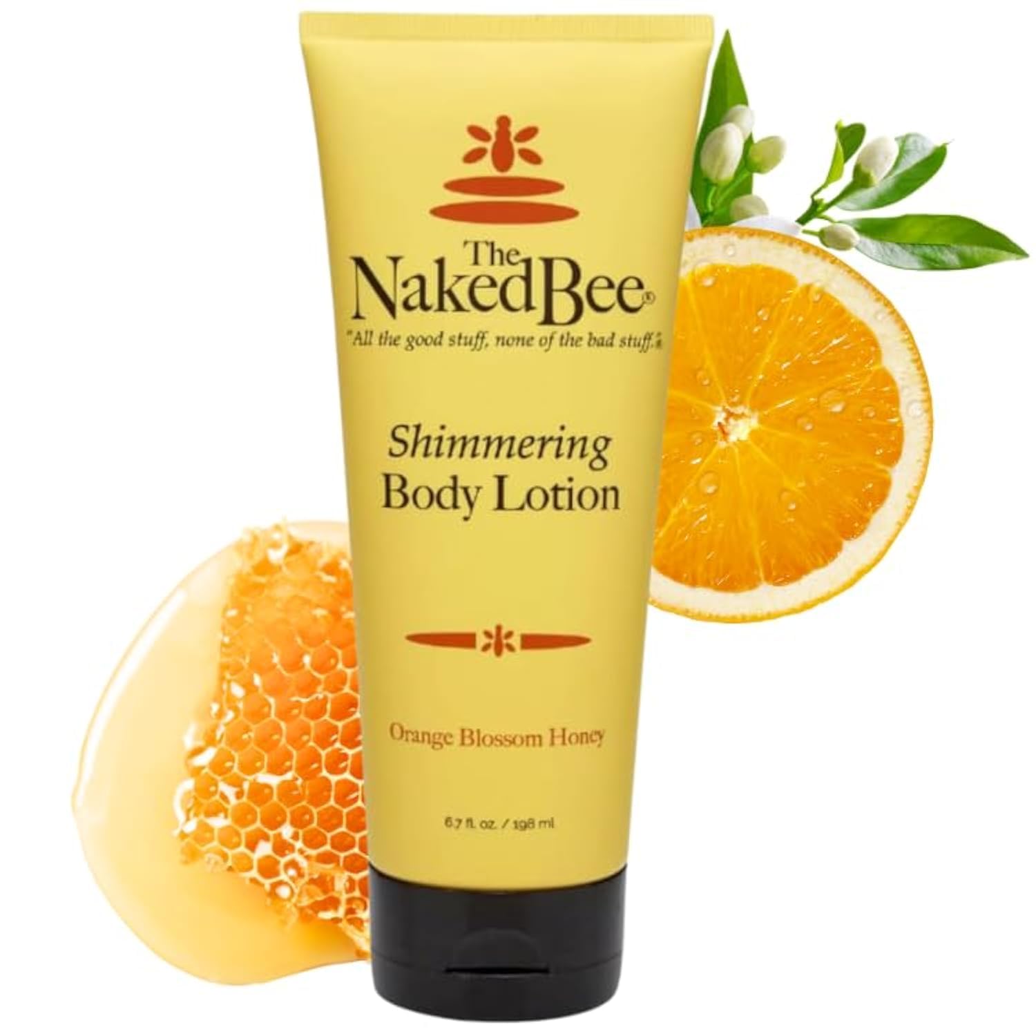 The Naked Bee Shimmering Orange Blossom Honey Hand & Body Lotion 6.7oz. for Women. Shimmer Body Lotion, Hydrating Skin Care. Moisturising Shimmer for Hydration.