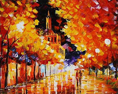Street by the Park is a ONE-OF-A-KIND, ORIGINAL OIL PAINTING ON CANVAS by Leonid AFREMOV …