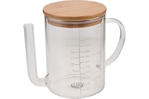 Fat Separator with Long Spout Transparent Glass Gravy Separator Jug for Meat Juice Kitchen Oil Water Grease Separating Cup wi