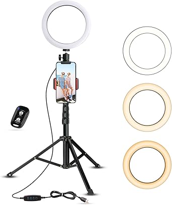 Selfie Ring Light with Tripod Stand & Cell Phone Holder for Live Stream