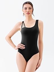 REORIA Women's Asymmetrical Shoulder Strap Bodysuit
