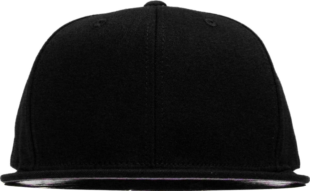 KNW-1467 BLK Cotton Snapback Solid Blank Cap Baseball Hat Flat Brim: Clothing