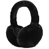 OMUKY Women Winter Earmuffs Foldable Faux Fur Ear Warmers Cold Weather Fluffy Warm Plush Ear Covers