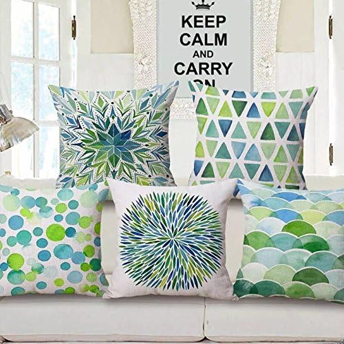 Kridhay Natura Life Abstract 5 Piece Cotton Cushion Cover Set - 16"x16", Multicolour