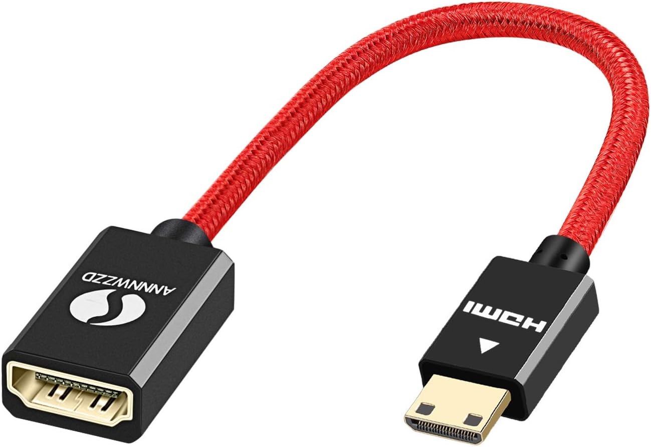 Amazon ANNNWZZD mini hdmi to hdmi 変換アダプタ, ミニ HDMIオスHDMI メス延長 ケーブル