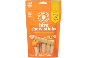 PROJECT HIVE ·PET COMPANY· Hive Pumpkin Dental Treats for Dogs — Healthy, Vegetarian, Natural Pumpkin and Honey Flavor, Vegetarian Chews, Made in The USA (Chew Sticks, Large Breeds)-Clean Teeth and Freshens Breath