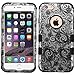 iPhone 6 Plus Case, iPhone 6S Plus Case, JoJoGoldStar Dual Layer Hybrid, Slim Fit Heavy Duty Plastic and Silicone TPU Hard Cover with Stylus and Screen Protector - Silver Lace Swirls