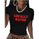 Verdusa Women's Y2K Baby Tees for Women Graphic Crop Tops 90s T-Shirt Vintage Outfit