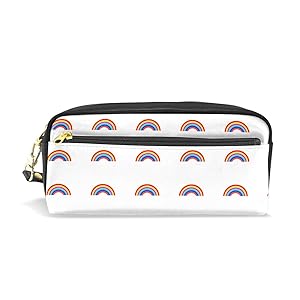 Pencil Case Stylish Print Rainbow Rainbow Wrap Rainbow Art Pattern Large Capacity Pen Bag Makeup Pouch Durable Students Stationery Two Pockets with Double Zipper
