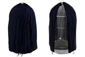 AJFHKJ Black Round Dome Top Bird Cage Cover Shield,Birdcage Light Covers Skirt Accessories Screen,Parakeets Lovebirds Budgies Finches Canary Small Bird Universal Windproof Light-Proof Cage Cover(Only Covers)