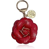 Peraca Cris Flower Keychain Leather Purse Charm Red Rose Bag Charm for Handbags Valentines Day Mother's Day Gifts