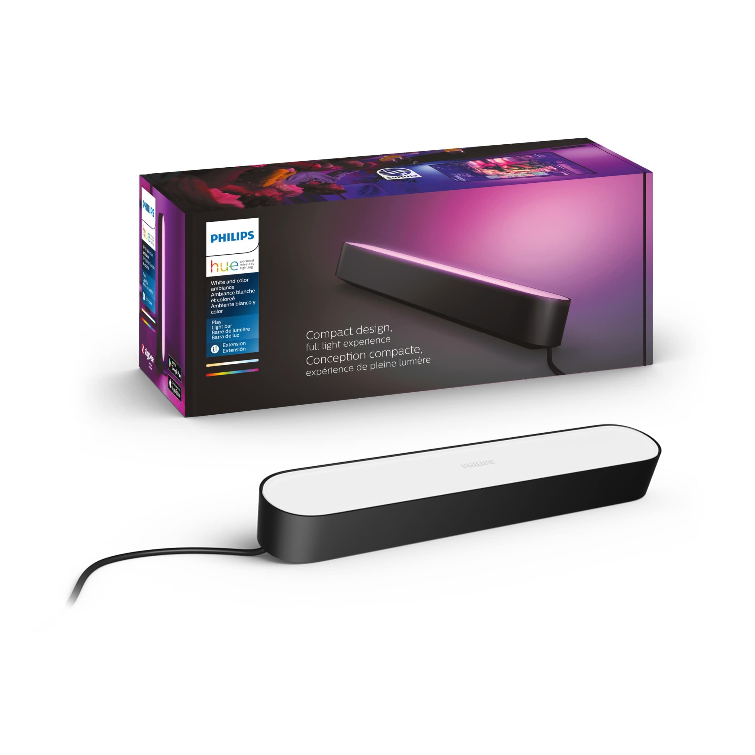 Photo 1 of Philips Hue Smart Play Light Bar Extension, Black - White & Color Ambiance LED Color-Changing - 1 Pack - Requires Hue Bridge and Hue Play Light Bar Base Kit - Control with App or Voice Assistant