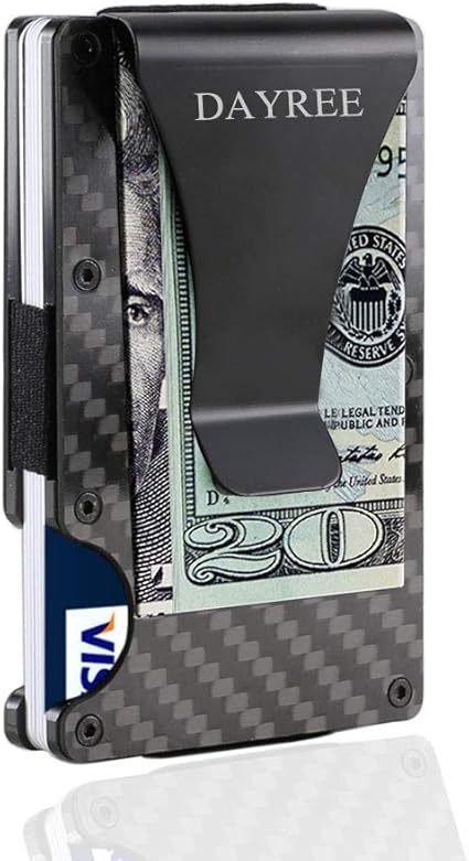 Dayree Kreditkarten-Halter aus Kohlefaser, schmale Vordertasche, RFID