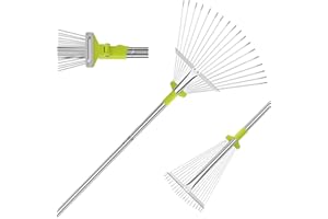 BsBsBest 75 Inch Rake for Leaves with Expandable Head 10-18" Rakes Metal Tines for Lawn Leaf Rake Yard Tools Adjustable Handle for Collecting Leaves Loose Debris Lawns Camping Shrubs and Rose Bushes