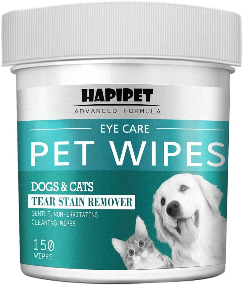 HAPIPET 150 Pads Pet Eye Wipes, Eye Tear Stain Remover