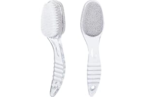 2 Pcs Foot Pumice Stone Brush Calluses Remover, Ooloveminso Large Foot Scrubber Foot File with Handle 2 in 1 Suitable for Horniness Foot Spa, Foot Care Smooth Skin (Transparent)