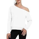 Hiverlay Women Off Shoulder Sweatshirts Long Sleeve Workout Croped Tops Oversized Pullover Sweatshirt Comfy Fall Outfits