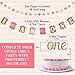One Year Birthday Decorations Kit For Princess Baby Girl - 'I AM ONE' Banner | Golden Crown Hat | 'ONE' Cake Topper | Pink Hanging Paper Fan | Pink Paper Garland | 8 Ballon - 18 pcs Bundle