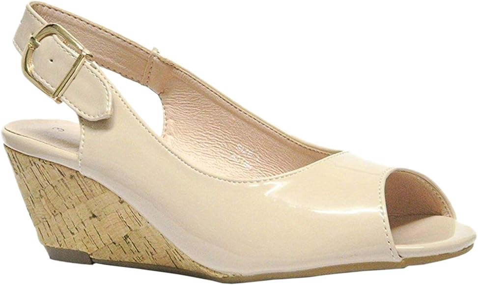 comfortable nude wedges