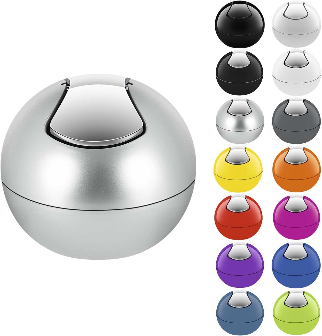 Spirella 10.14973 Kosmetikeimer 1 Liter Abfalleimer Schwingdeckeleimer Tischabfalleimer Bowl Silber