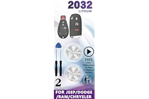 IYUKETROR 2 Pack Key Fob Replacement Batteries for Jeep Dodge Ram Chrysler Cherokee Caravan Town & Country Charger Compass Durango Challenger Journey Renegade Pacifica Patriot