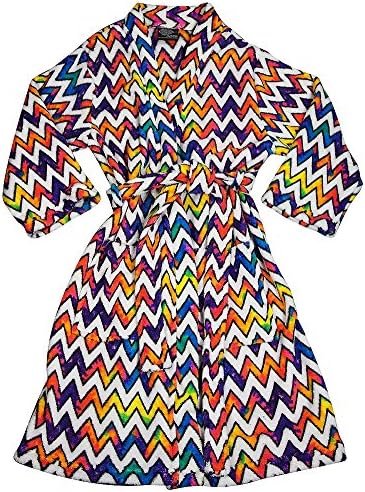 Fancy Girlz - Big Girls Long Sleeve Plush Chevron Tie Dye Robe, Multi 38493-14/16