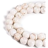Nancybeads 60pcs 6mm Natural Stabilized White Turquoise Gemstone Round Spacer Loose Stone Beads for Jewelry Making 15.5" 1 Strand (Stabilized White Turquoise, 6mm 60Beads)