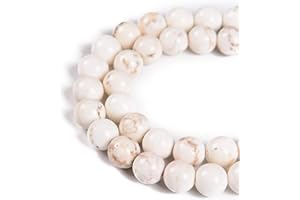 Nancybeads 45pcs 8mm Natural Stabilized White Turquoise Gemstone Round Spacer Loose Stone Beads for Jewelry Making 15.5" 1 Strand (Stabilized White Turquoise, 8mm 45Beads)