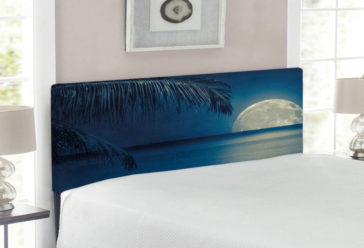 Ambesonne Moon Headboard, Full Moon Reflected on The Calm
