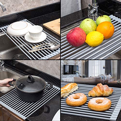 bemece Roll up Silicone Drainer Rack, 20\