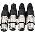BNKENX 4Pack XLR Female Plugs Connectors XLR-F Plug 3 Pin Female XLR Cable Connector Microphone Plug