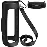 Silicone Case Cover for JBL Charge 4 Portable Waterproof Wireless Bluetooth Speaker, Travel Gel Soft Skin,Waterproof Rubber Carrying Pouch with Strap (Black)