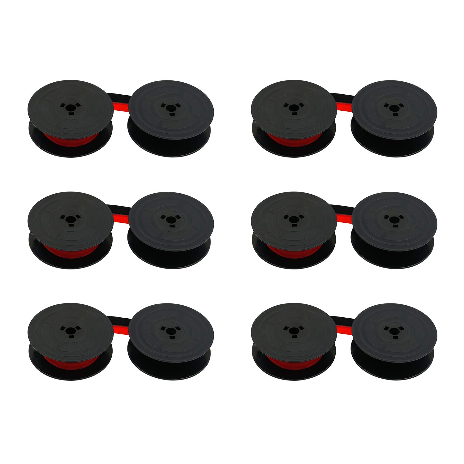 Printerfield 6 Pcs Replacement Typewriter Ink Spool Ribbon for Olivetti GR 4/GR 8 Black Red