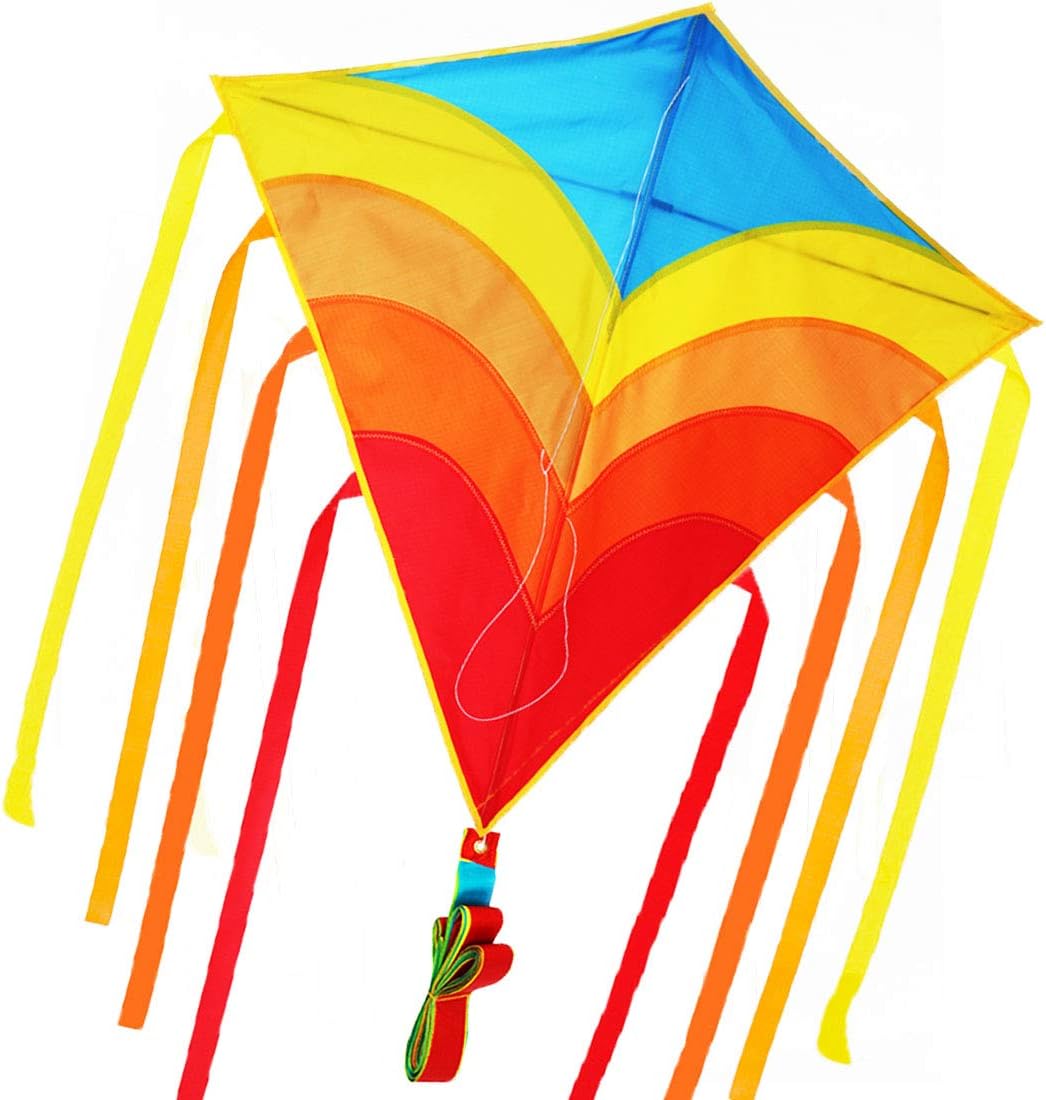 ZHUOYUE Rainbow Diamond Kite for Kids and Adults, Single