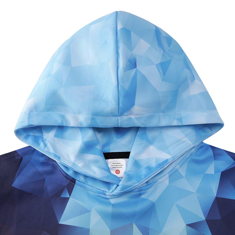 Unique Crisp Graphic Printing Hoodies Oversized Crew Hooded Sweatshirt 15 16 Year Olds Turquoise Navy Blue Geometry Color Block Ugly Hipster Unusual Baggy Sportwear for Young Girls Boys
