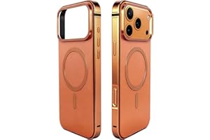 AOPNN New Aluminum Frame Metal Bumper Magnetic Backplate Frame Hard Case Cover for iPhone17Pro max, Metal Frame ，Military Grade Drop Protection (Orange, for iphone17Pro Max)