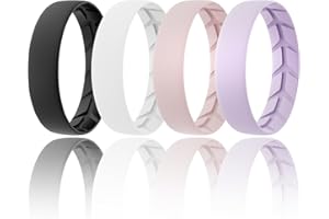 Lxskeek Silicone Anniversary Ring Women,Breathable Design Womens Silicone Wedding Rings,Suitable for Sports,Workout,Gym,5.5mm Wide-2mm Thick,Variety Multipack 1-8