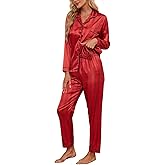 VENTELAN Women Button Up Pajama Set Long Sleeve Shirt And Long Pajama Pants Soft Pjs Lounge Sets,S-3XL