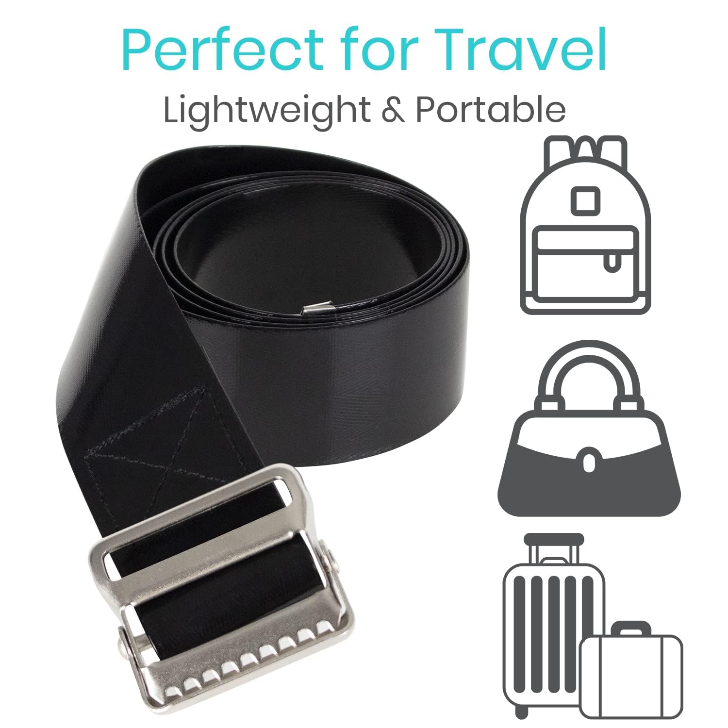 Vive Waterproof Gait Belt (60 Inch) - Easy-to-Clean, Wipeable Transfer Belt - Physical Therapy Belt with Quick Release Metal Buckle - Lift & Walking Assist Device for Seniors, Elderly and Bariatric