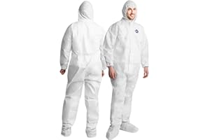 Medical Nation Hazmat Suit - 6 Size Options with Hood and Boots - Hazmat Suits Disposable Coverall | Full Body Painters Suit