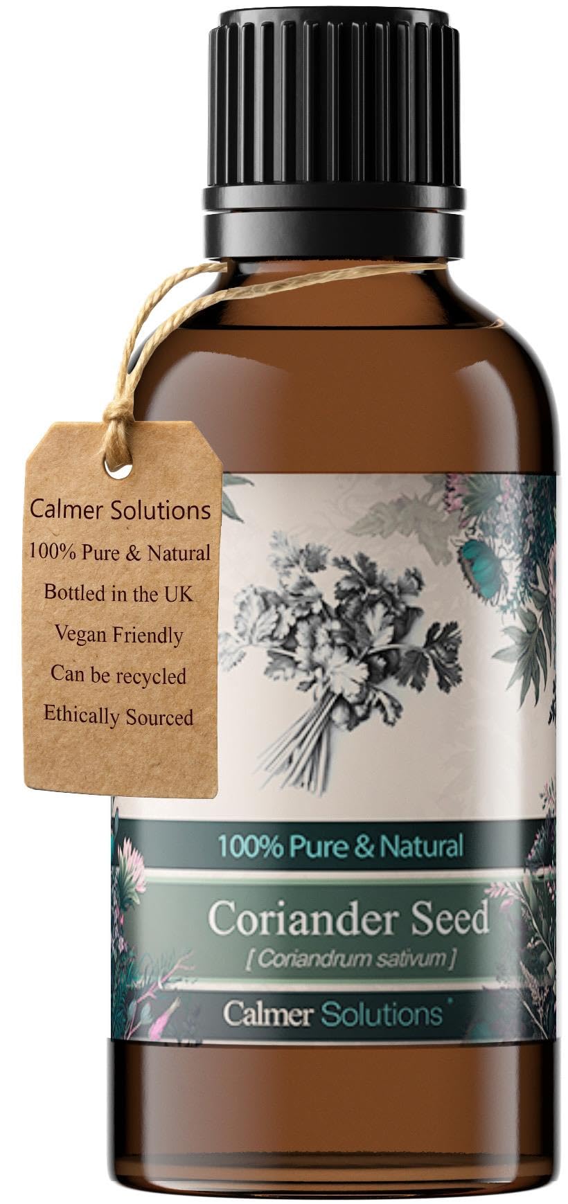 Calmer Solutions Coriander Seed Essential Oil 50ml – 100% Pure & Natural Aromatherapy Oil – Warming, Comforting & Uplifting – Use in Diffusers, Massage & Blends