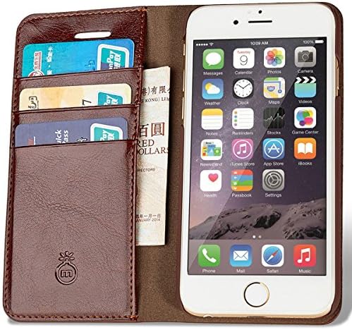 iPhone 6/6s Case Leather Wallet Phone Case with Slim Flap Cover and Card Slots 3 Cards (Brown)