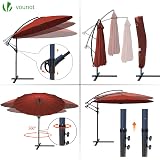 VOUNOT 3m Cantilever Garden Parasol Umbrella Red 18 Ribs Crank Handle Outdoor view 5