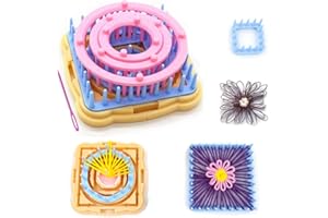 RRigo Weaving Loom Kit, 8pcs Frame Looms, Knitting Wool, Round/Square Knitting Looms Craft Kit Multi Color (Instructions Included)