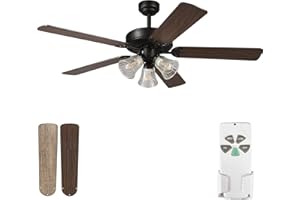 BIGIZMOS 52 Inch Indoor Ceiling Fan with Light and Remote Control, Reversible Blades and Motor, 110V ETL Listed for Living Room, Dining Room, Bedroom, Basement, Kitchen