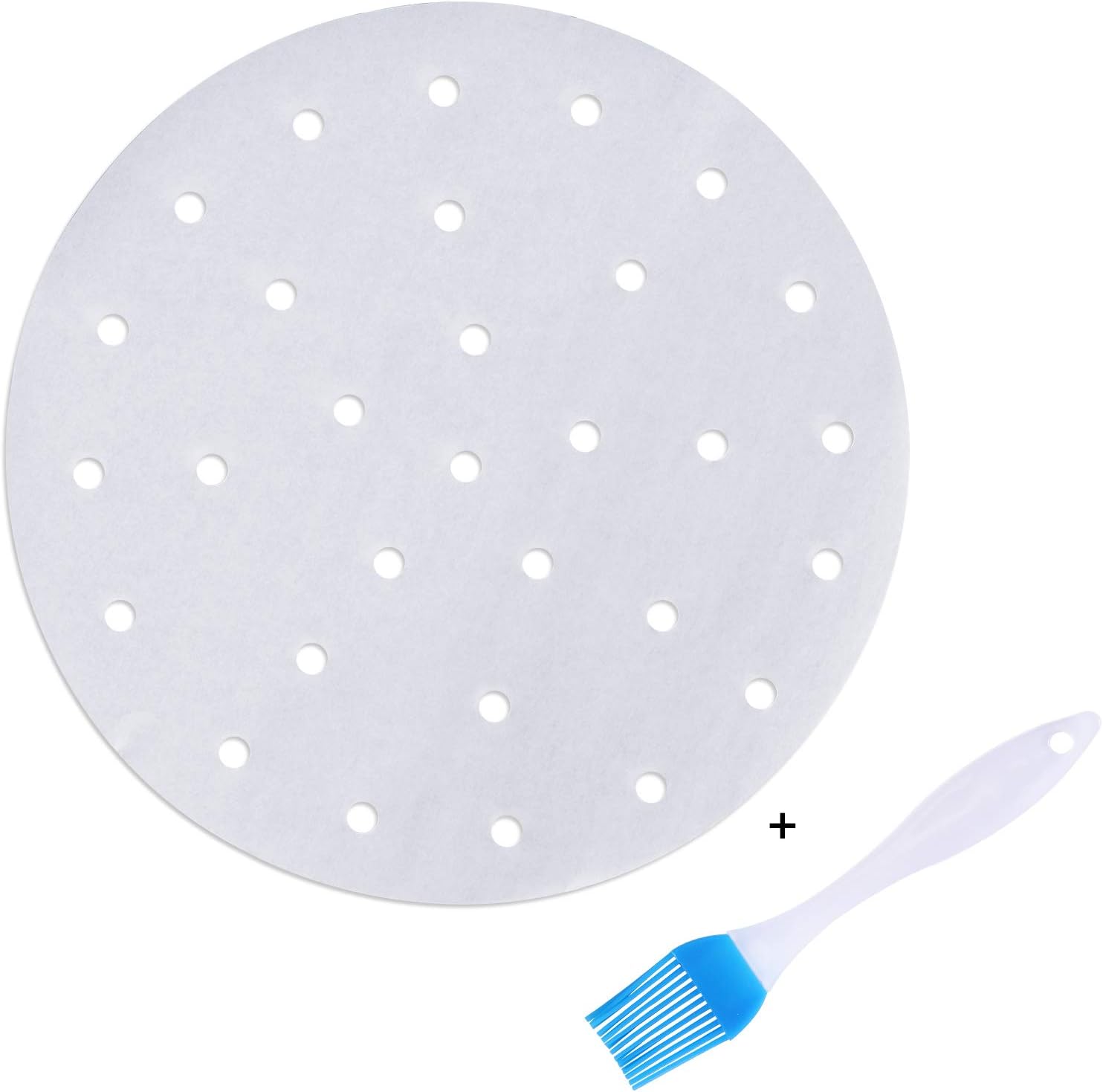 200Pcs Air Fryer Liners, 6.5 Inch Round Parchment Paper Bamboo Steamer liners for Air Frye, Steaming Basket, Pans, Perforated Anti-stick Waterproof, Easy Cleanup