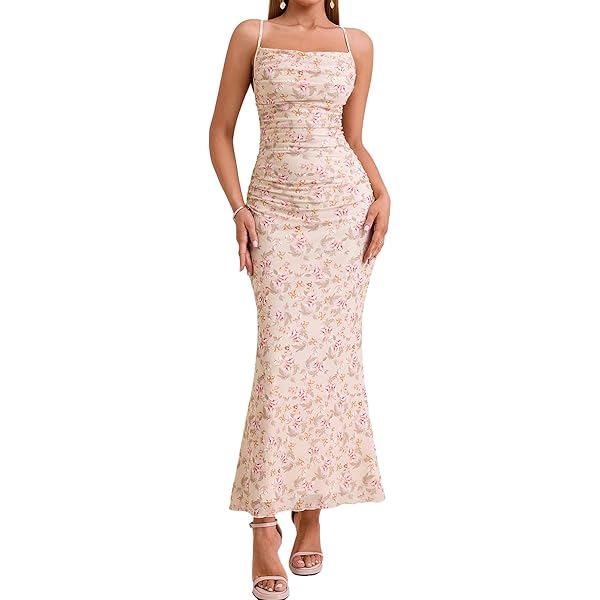 NUFIWI Women Crochet Knit Maxi Dress with 3D Flower V Neck